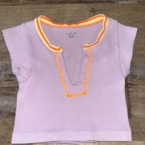 Out From Under Urban Outfitters Lavender Ribbed Cropped Henley  XS/S
